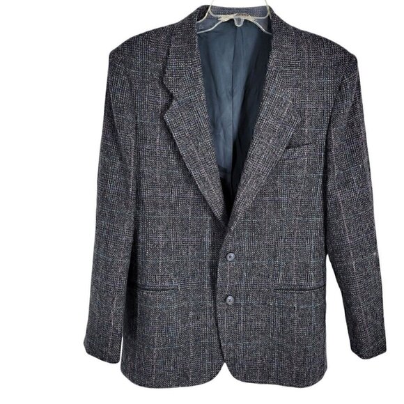 VTG Gray Two Button Tweed Dress Suit Blazer Jacket Size 40R ventless - Picture 1 of 4